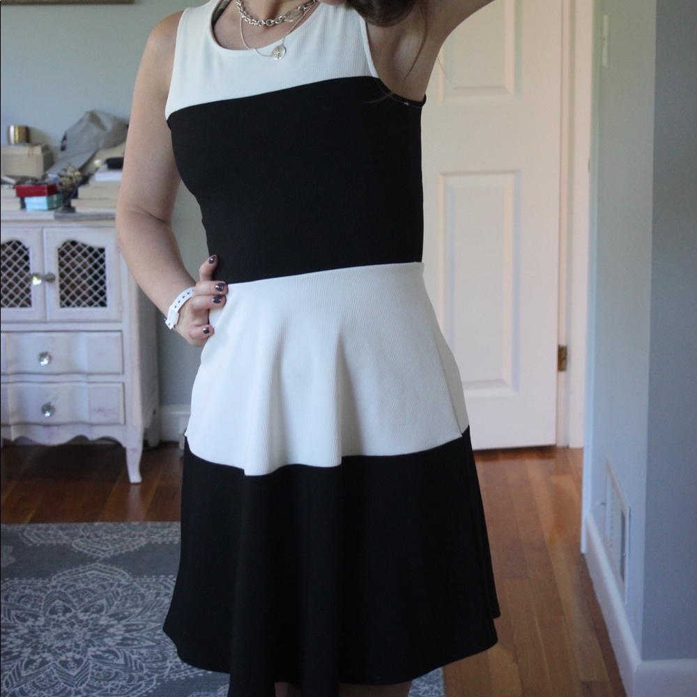 Black and white skater dress